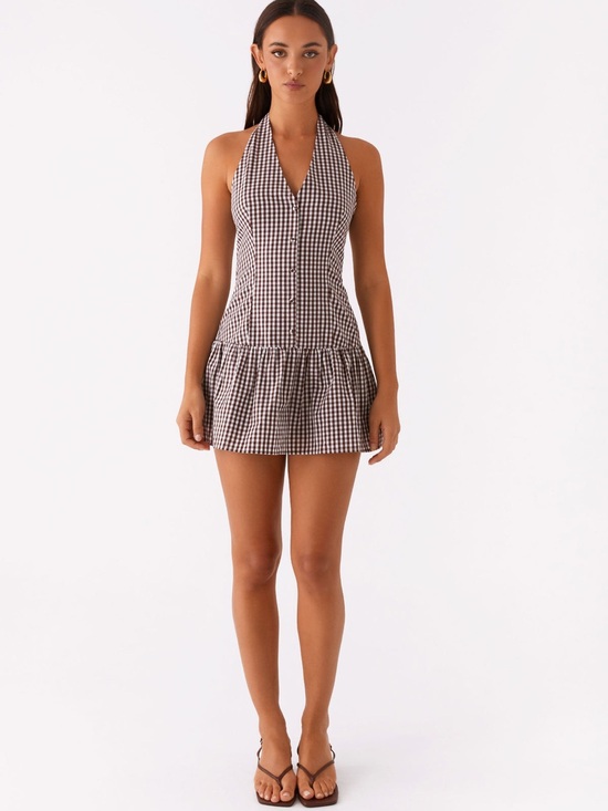 Peppermayo Dresses & Skirts - Peppermayo Black and White Gingham Halter Mini Dress